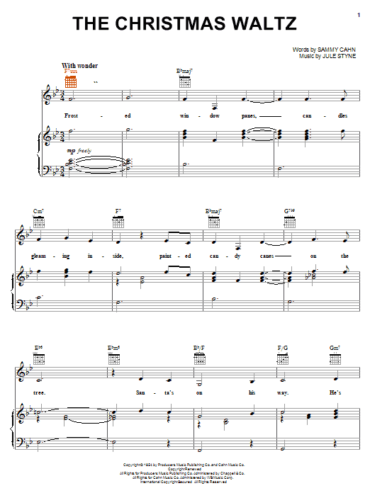 Carpenters The Christmas Waltz Sheet Music Notes & Chords for Lyrics & Chords - Download or Print PDF