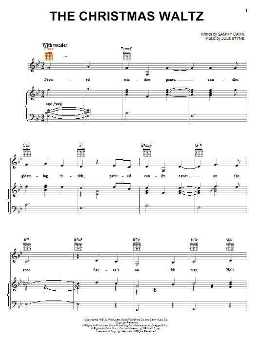 Preview Carpenters The Christmas Waltz Pop sheet music, notes and chords for Piano, Vocal & Guitar (Right-Hand Melody), SKU: 18032 The Christmas Waltz sheet music