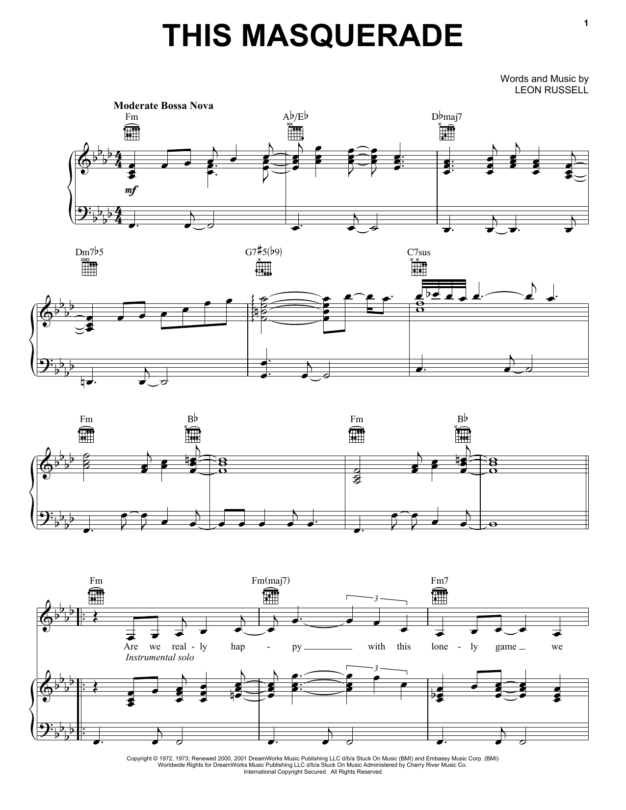Carpenters This Masquerade Sheet Music Notes & Chords for Ukulele - Download or Print PDF