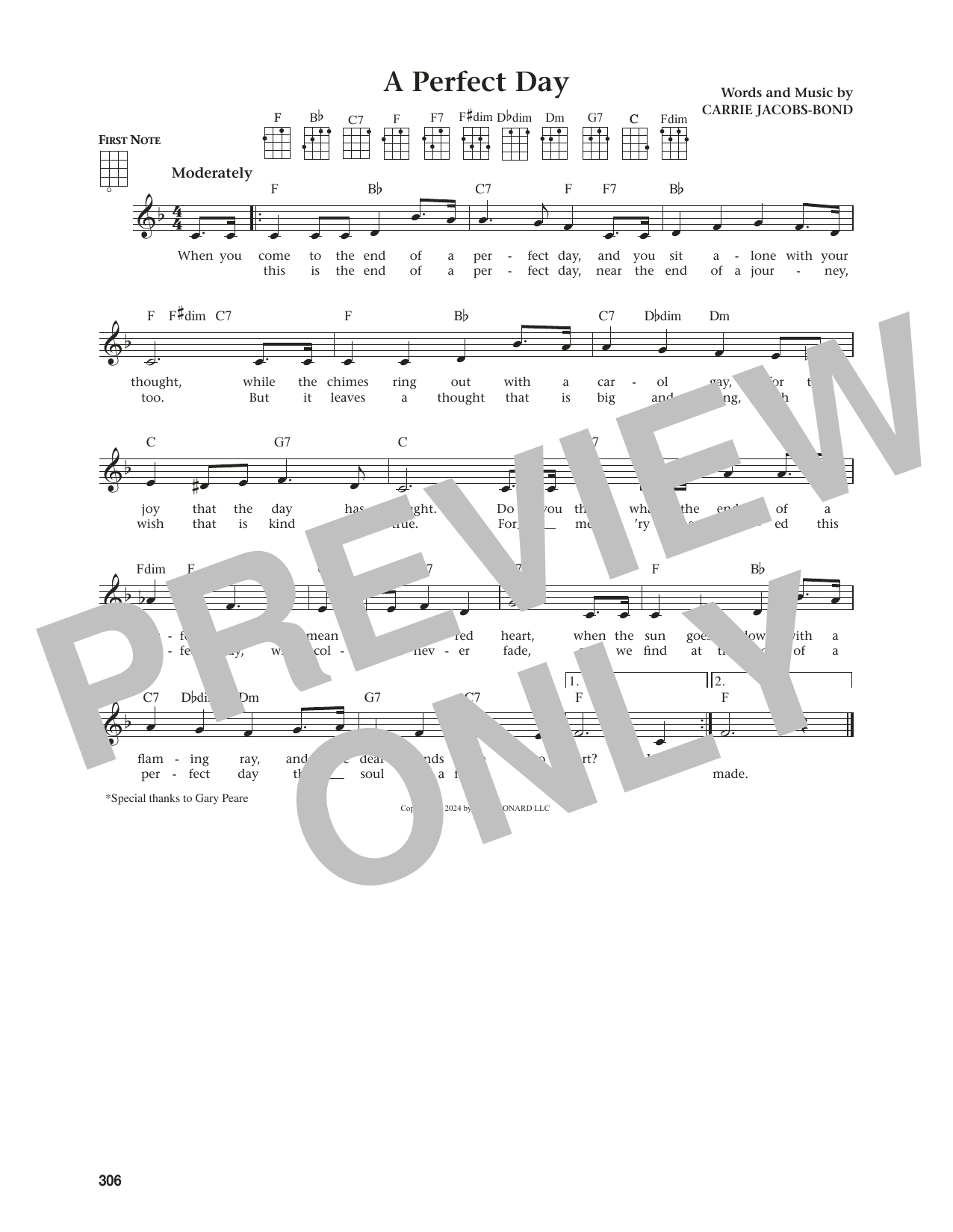 Carrie Jacobs-Bond A Perfect Day (from The Daily Ukulele) (arr. Jim Beloff) Sheet Music Notes & Chords for Ukulele - Download or Print PDF