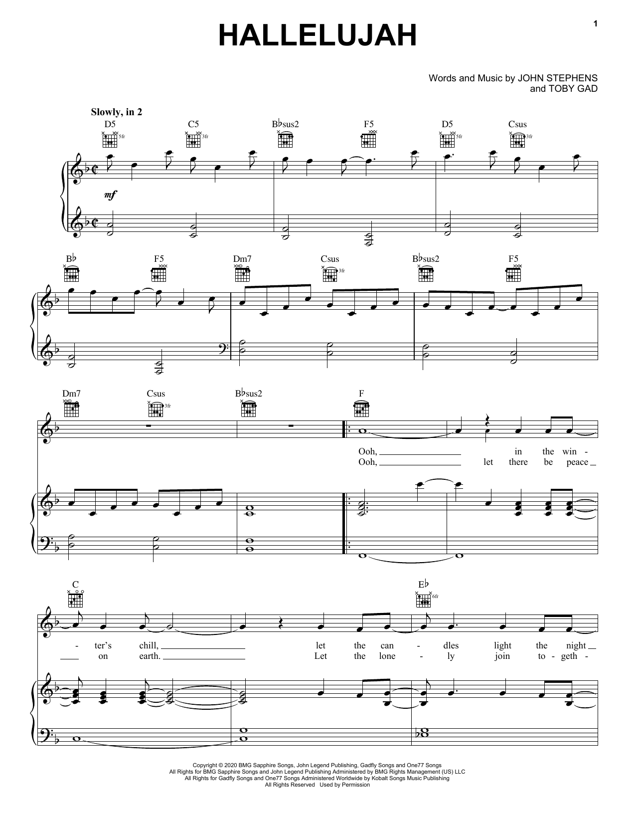 Carrie Underwood & John Legend Hallelujah Sheet Music Notes & Chords for Piano, Vocal & Guitar (Right-Hand Melody) - Download or Print PDF