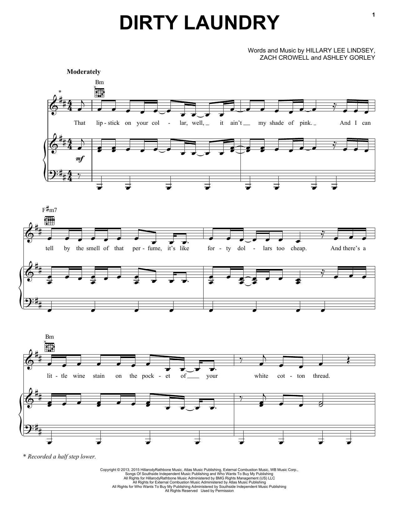 Carrie Underwood Dirty Laundry Sheet Music Notes & Chords for Piano, Vocal & Guitar (Right-Hand Melody) - Download or Print PDF