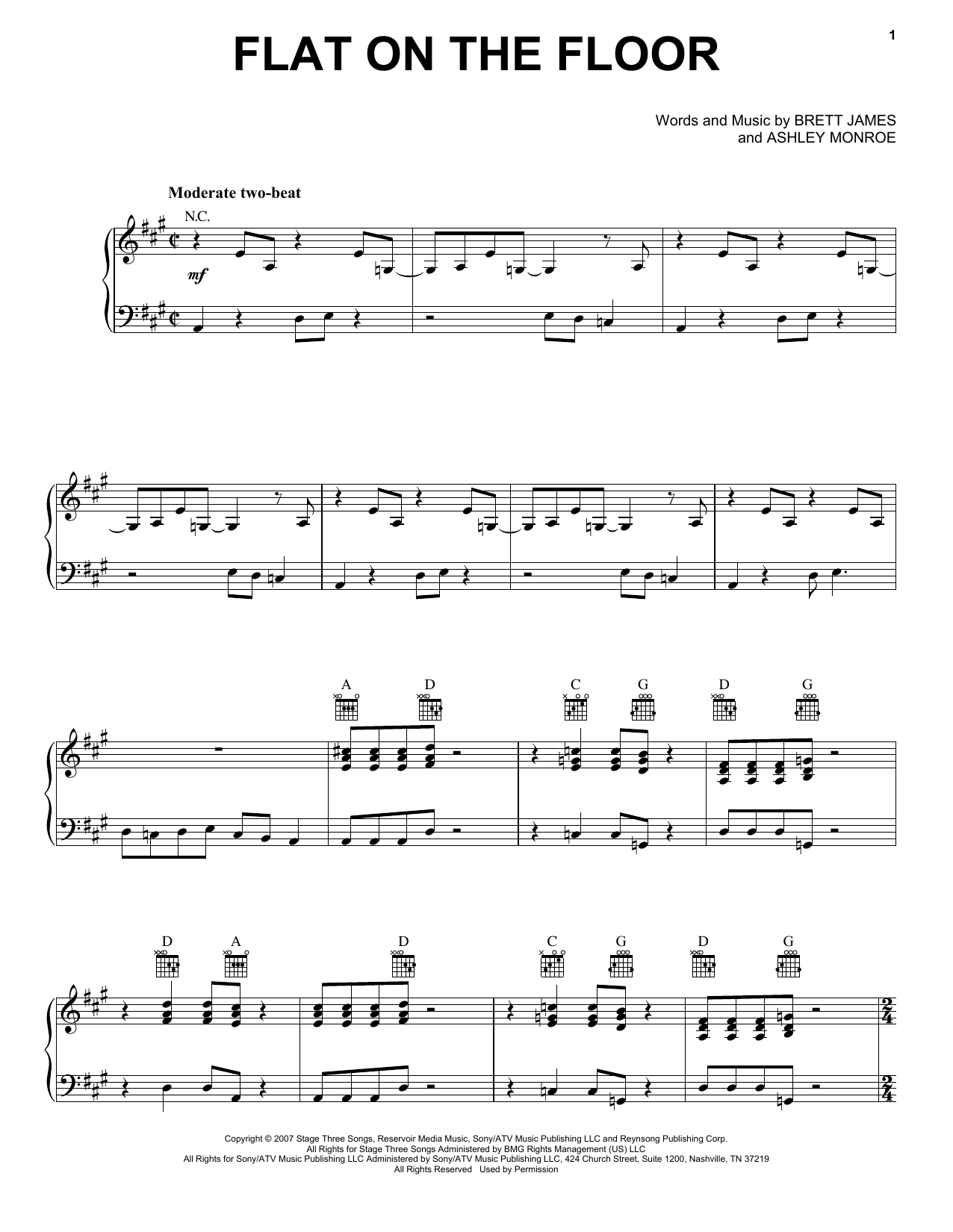 Carrie Underwood Flat On The Floor Sheet Music Notes & Chords for Piano, Vocal & Guitar (Right-Hand Melody) - Download or Print PDF