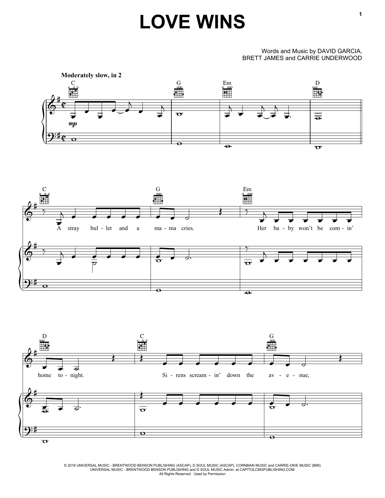 Carrie Underwood Love Wins Sheet Music Notes & Chords for Super Easy Piano - Download or Print PDF