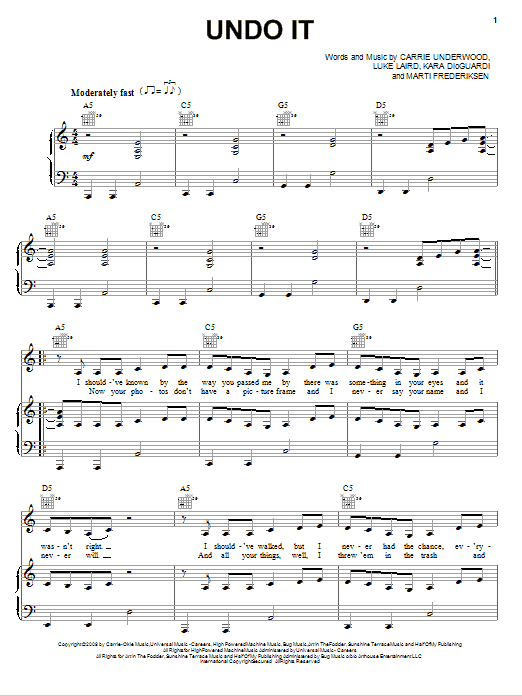 Carrie Underwood Undo It Sheet Music Notes & Chords for Easy Guitar Tab - Download or Print PDF