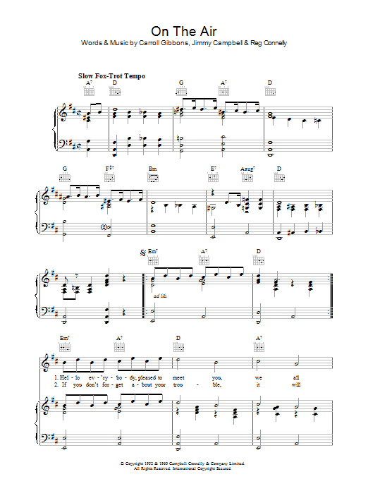 Carroll Gibbons On The Air Sheet Music Notes & Chords for Piano, Vocal & Guitar (Right-Hand Melody) - Download or Print PDF