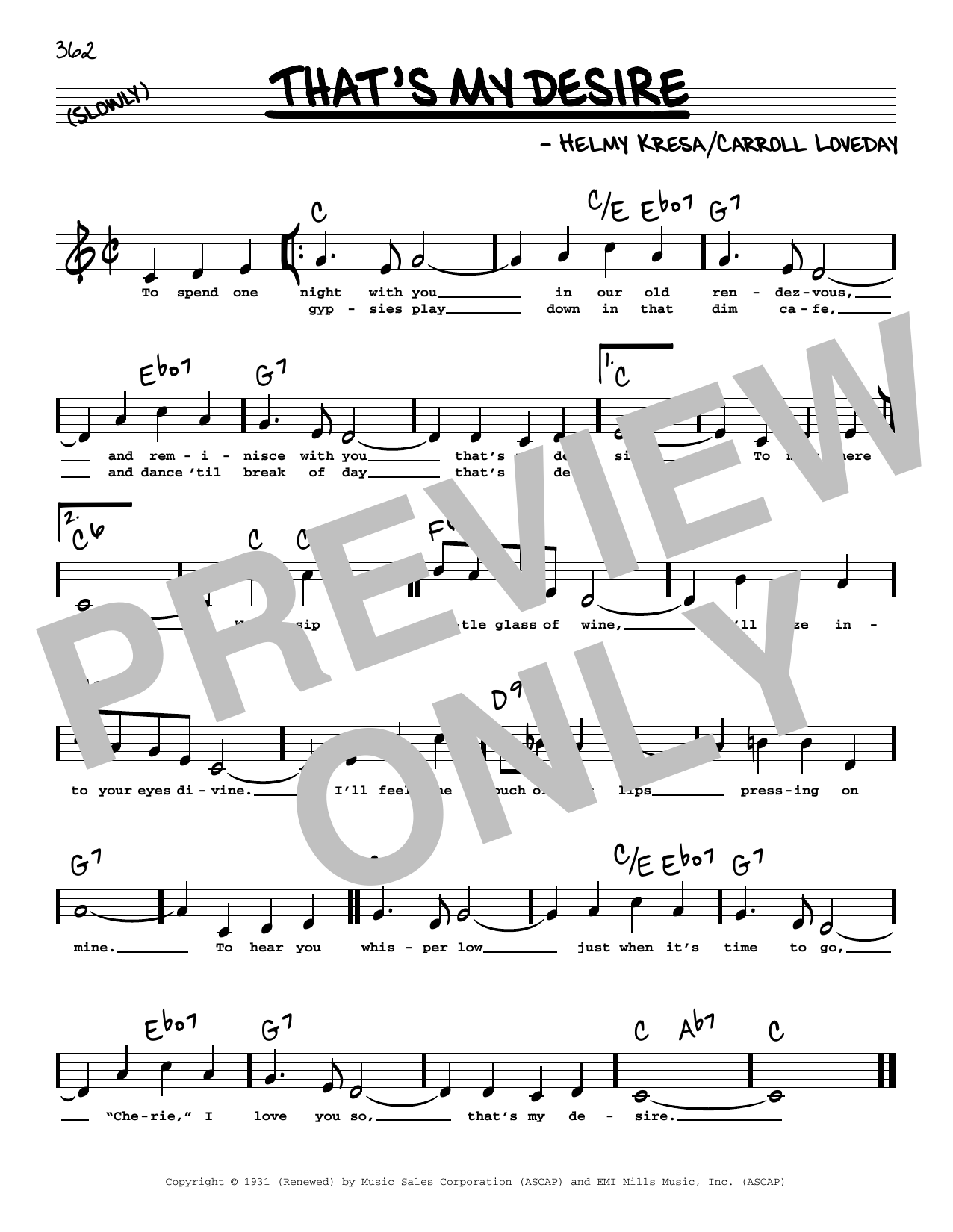 Carroll Loveday That's My Desire (High Voice) Sheet Music Notes & Chords for Real Book – Melody, Lyrics & Chords - Download or Print PDF