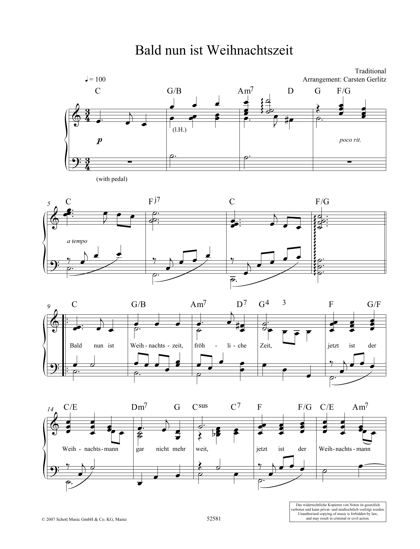 Carsten Gerlitz Bald nun ist Weihnachtszeit Sheet Music Notes & Chords for Piano Solo - Download or Print PDF