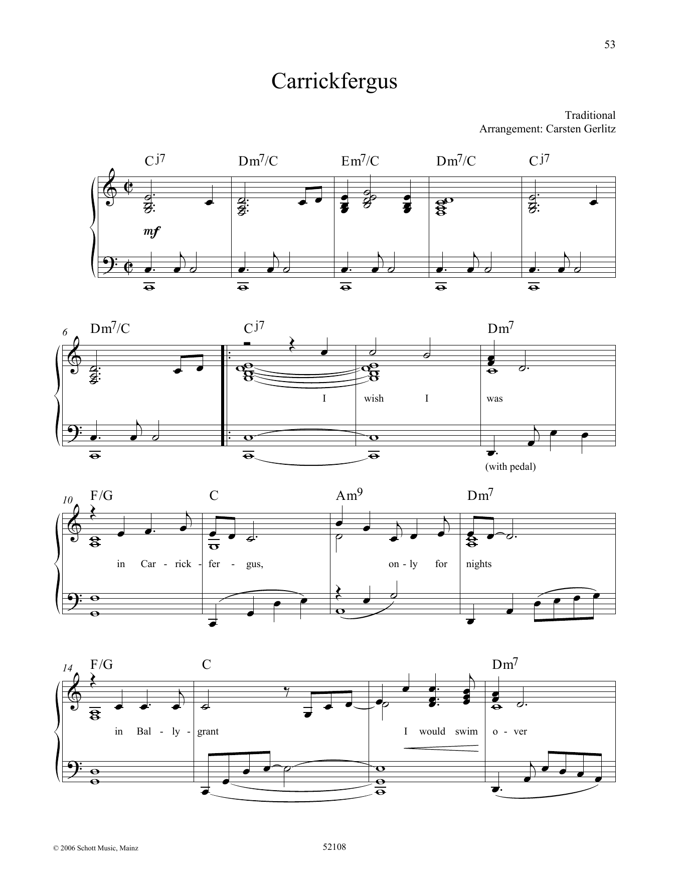 Carsten Gerlitz Carrickfergus Sheet Music Notes & Chords for Piano Solo - Download or Print PDF