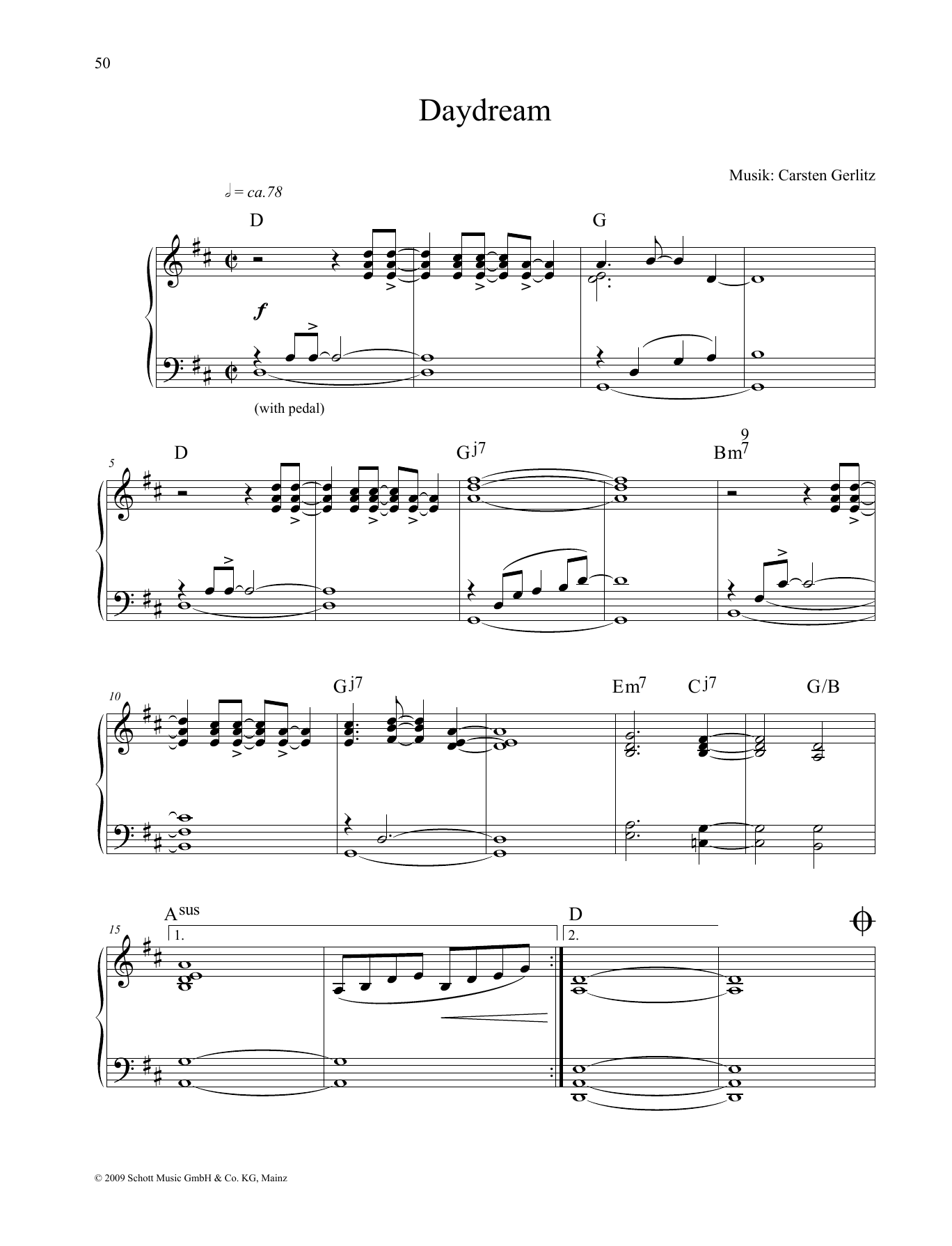 Carsten Gerlitz Daydream Sheet Music Notes & Chords for Piano Solo - Download or Print PDF