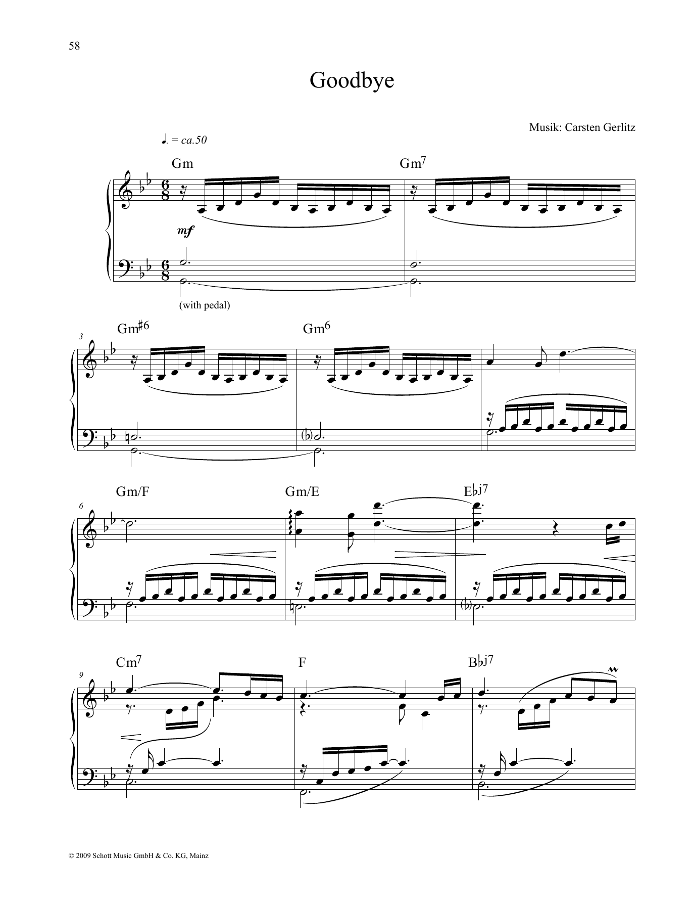 Carsten Gerlitz Goodbye Sheet Music Notes & Chords for Piano Solo - Download or Print PDF