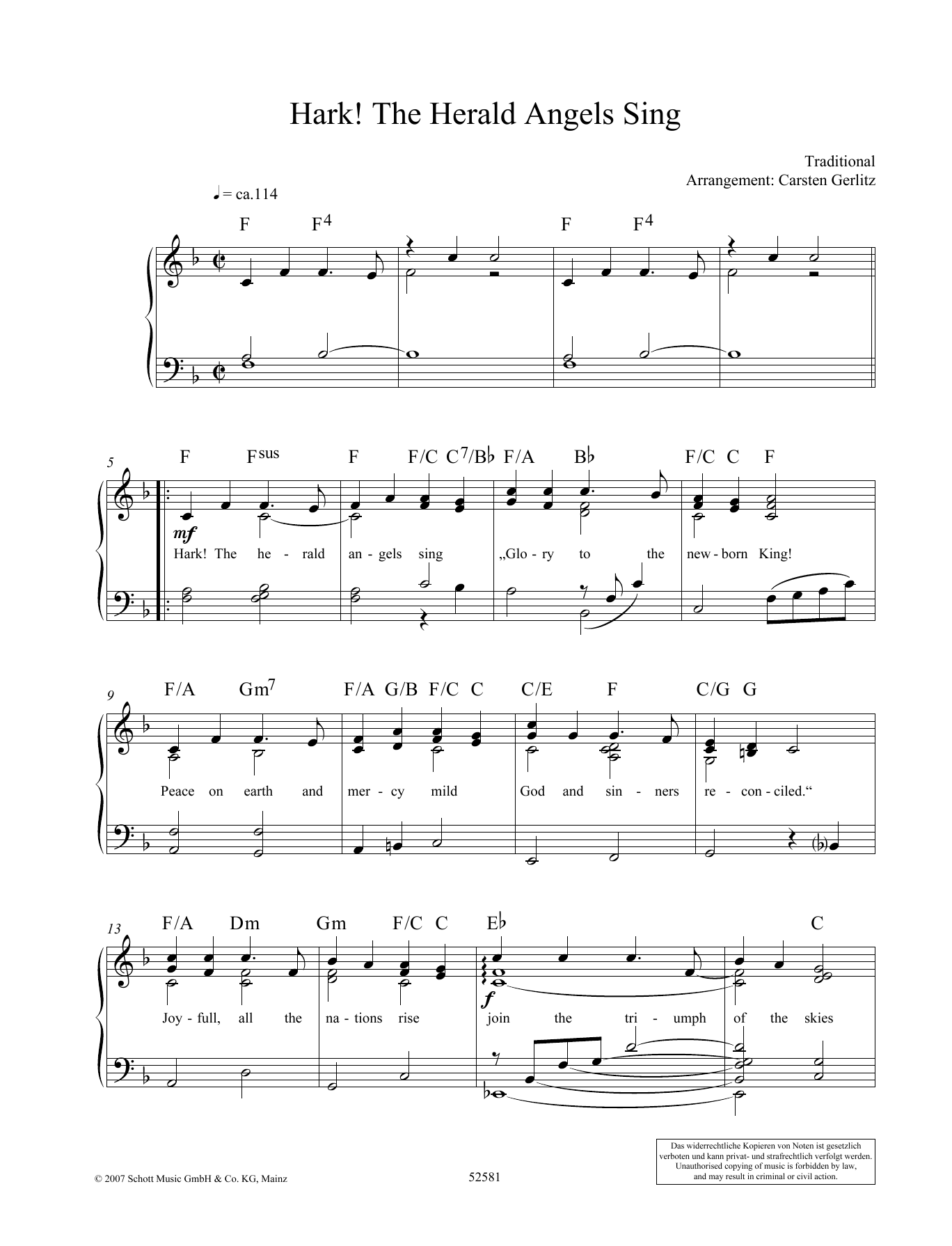 Carsten Gerlitz Hark! The Herald Angels Sing Sheet Music Notes & Chords for Piano Solo - Download or Print PDF