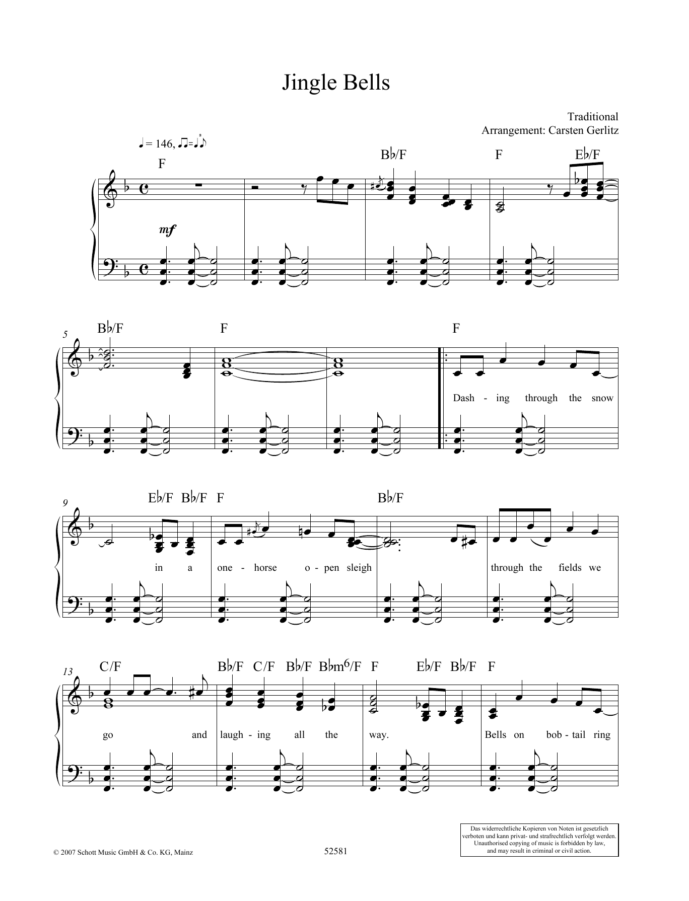 Carsten Gerlitz Jingle Bells Sheet Music Notes & Chords for Piano & Vocal - Download or Print PDF