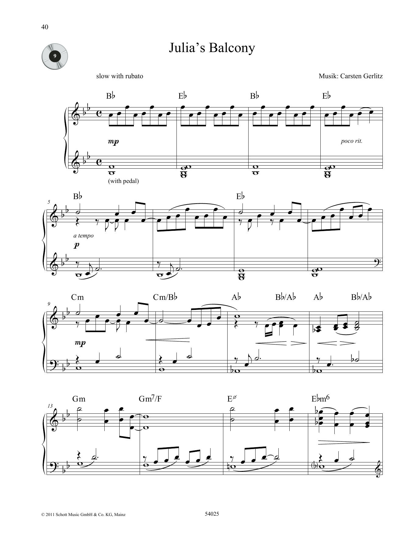Carsten Gerlitz Julia's Balcony Sheet Music Notes & Chords for Piano Solo - Download or Print PDF