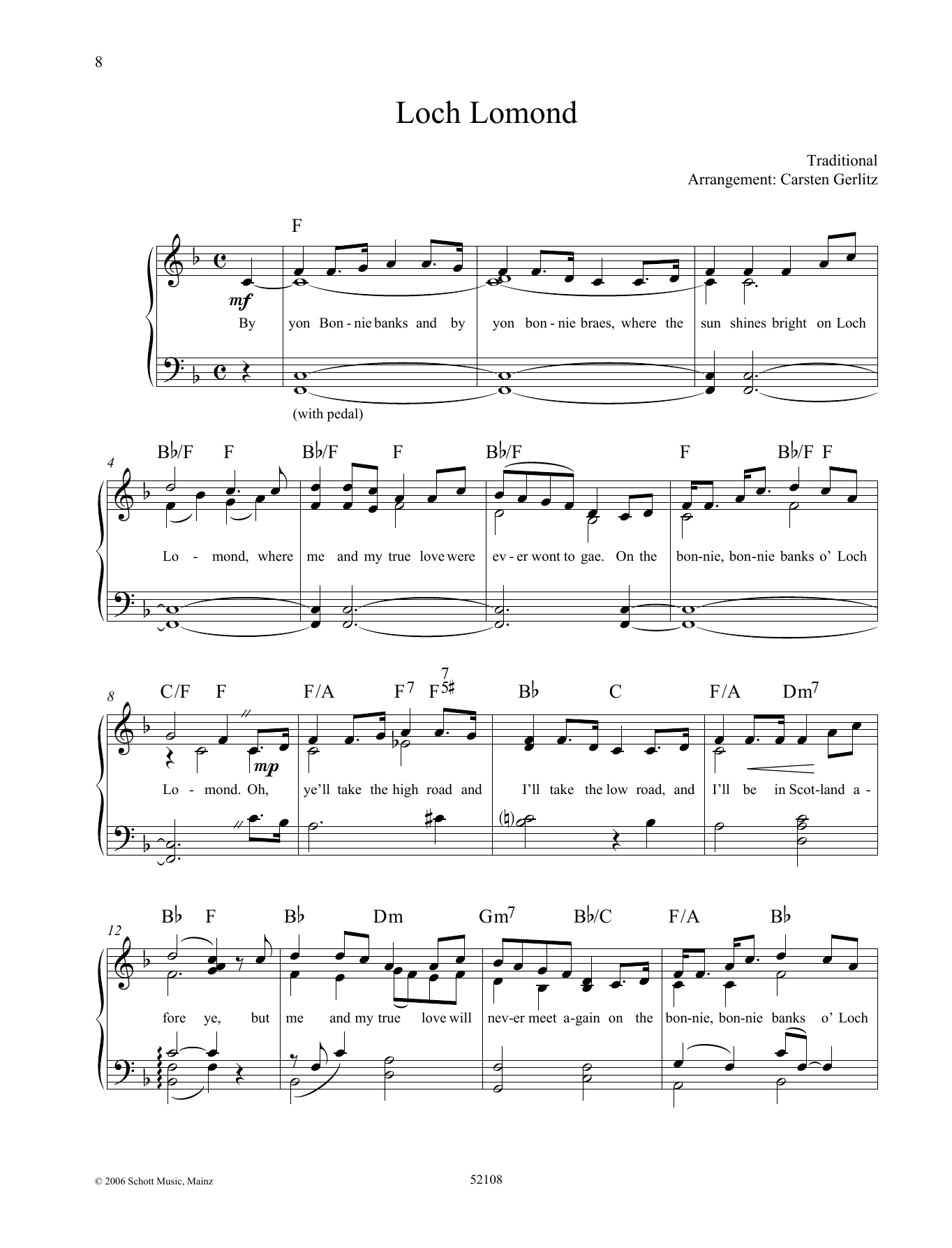 Carsten Gerlitz Loch Lomond Sheet Music Notes & Chords for Piano Solo - Download or Print PDF