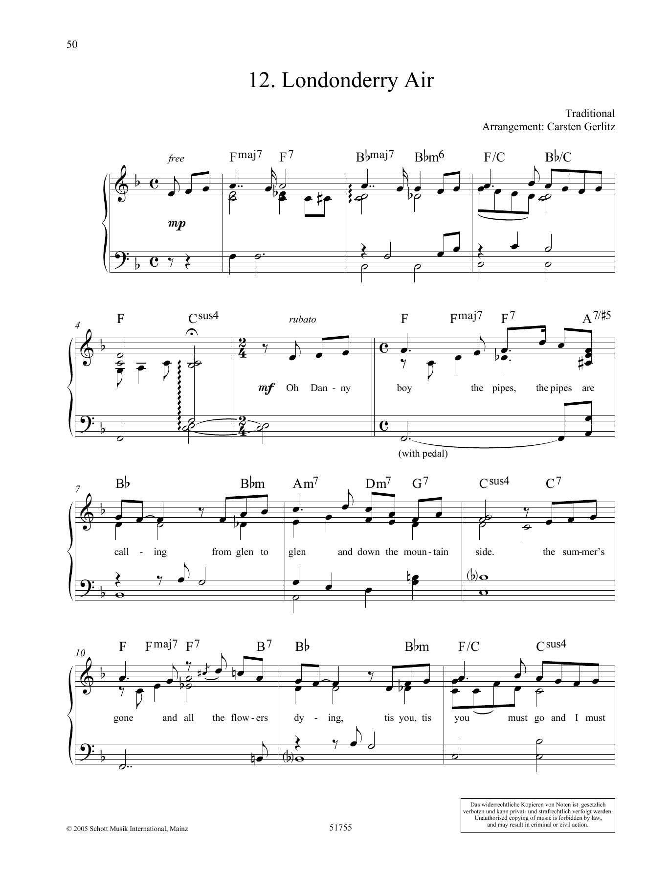 Carsten Gerlitz Londonderry Air Sheet Music Notes & Chords for Piano Solo - Download or Print PDF