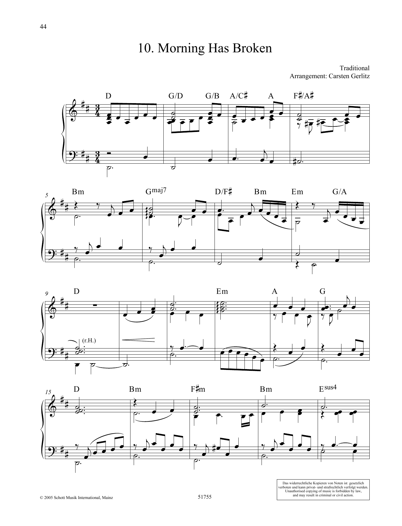 Carsten Gerlitz Morning Has Broken Sheet Music Notes & Chords for Piano Solo - Download or Print PDF