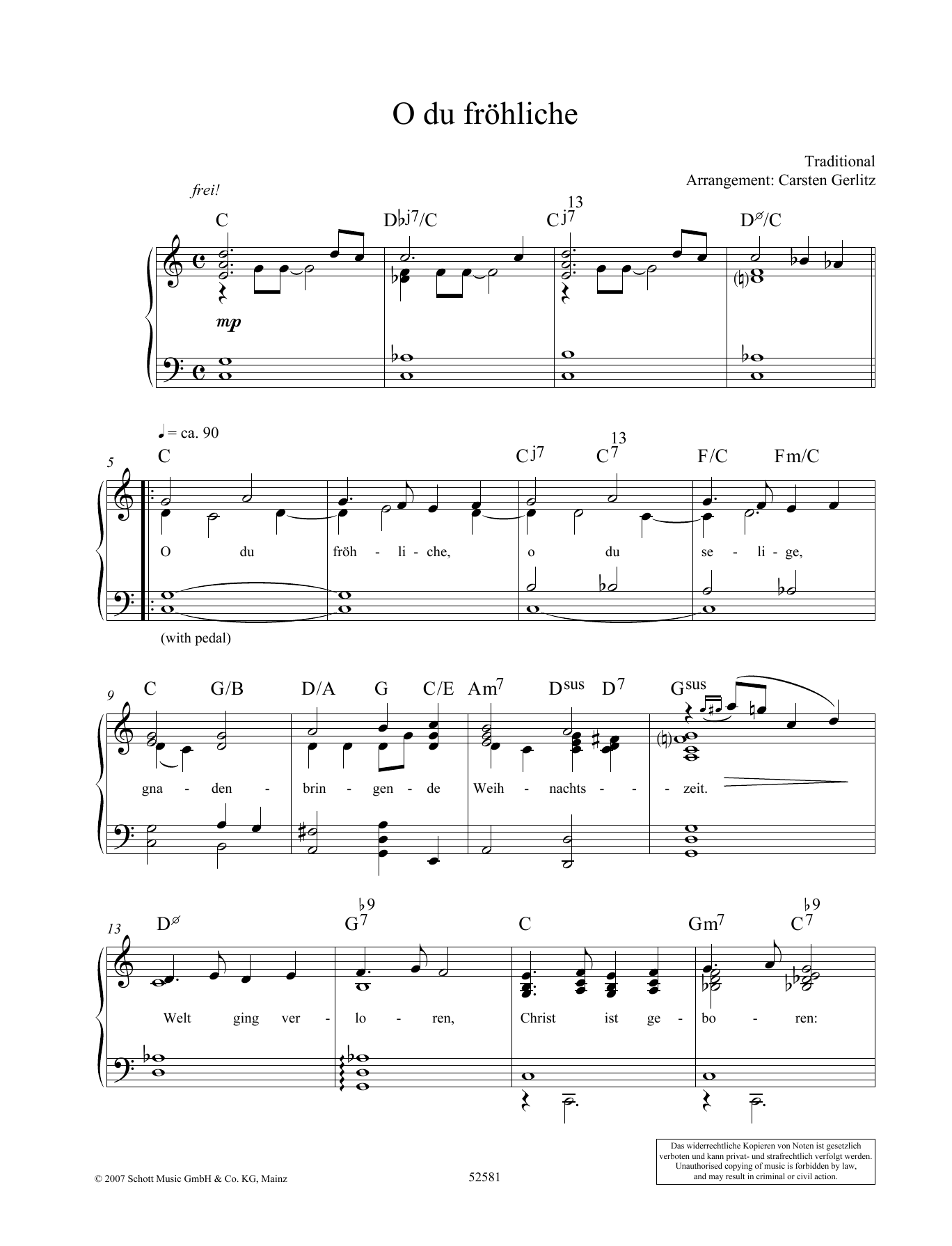 Carsten Gerlitz O du frohliche Sheet Music Notes & Chords for Piano Solo - Download or Print PDF