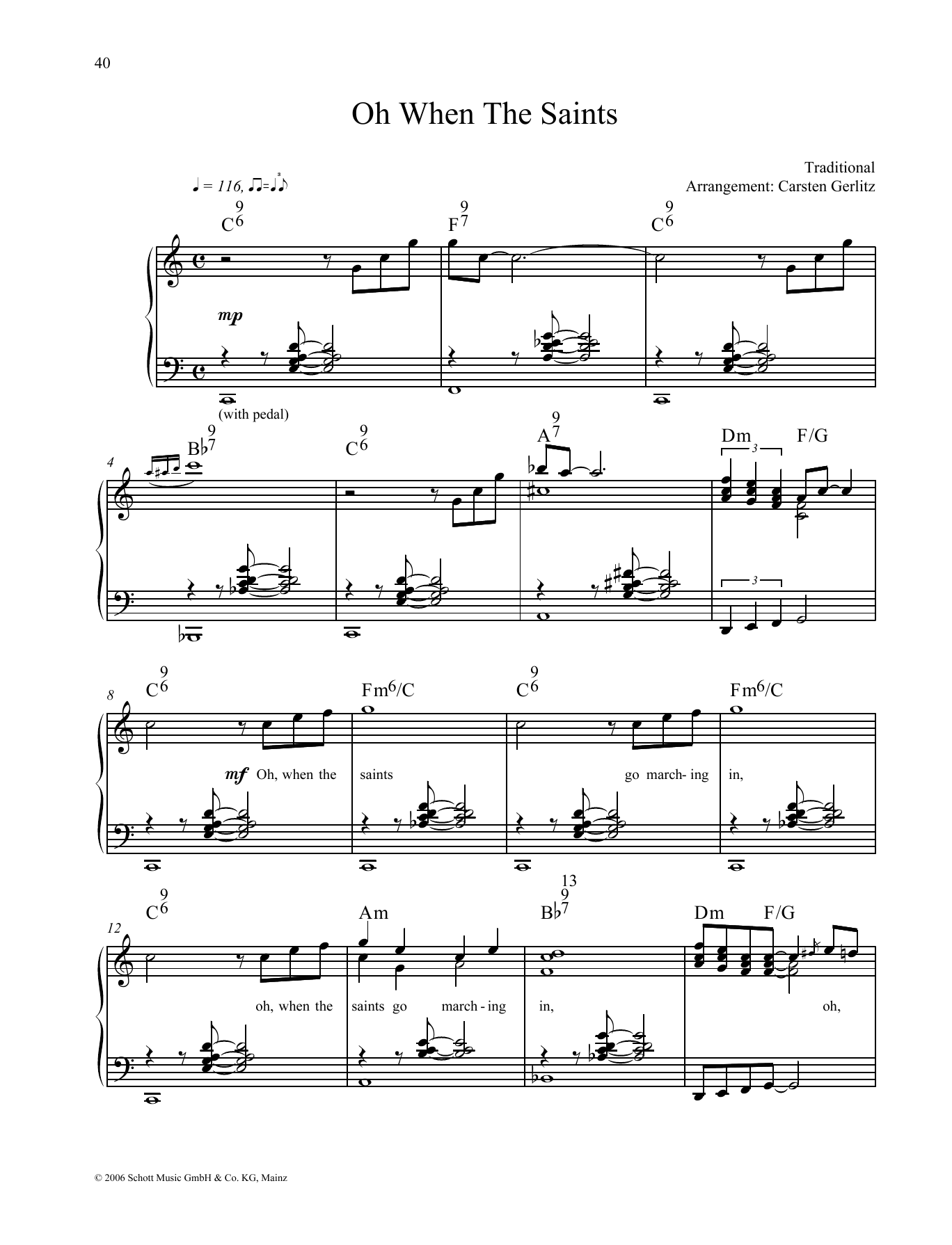 Carsten Gerlitz O When the Saints Sheet Music Notes & Chords for Piano Solo - Download or Print PDF