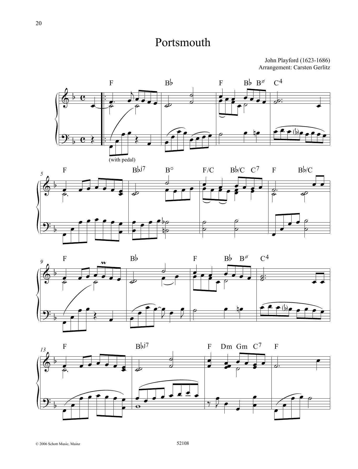Carsten Gerlitz Portsmouth Sheet Music Notes & Chords for Piano Solo - Download or Print PDF
