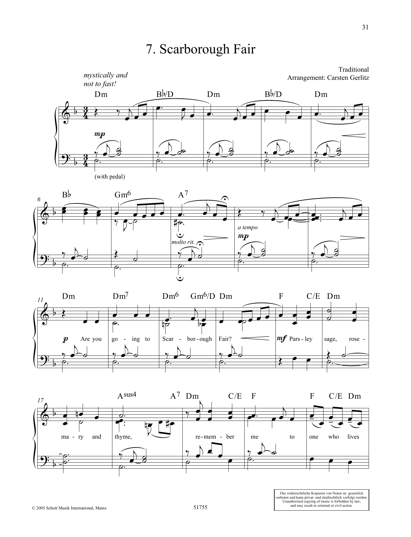 Carsten Gerlitz Scarborough Fair Sheet Music Notes & Chords for Piano Solo - Download or Print PDF
