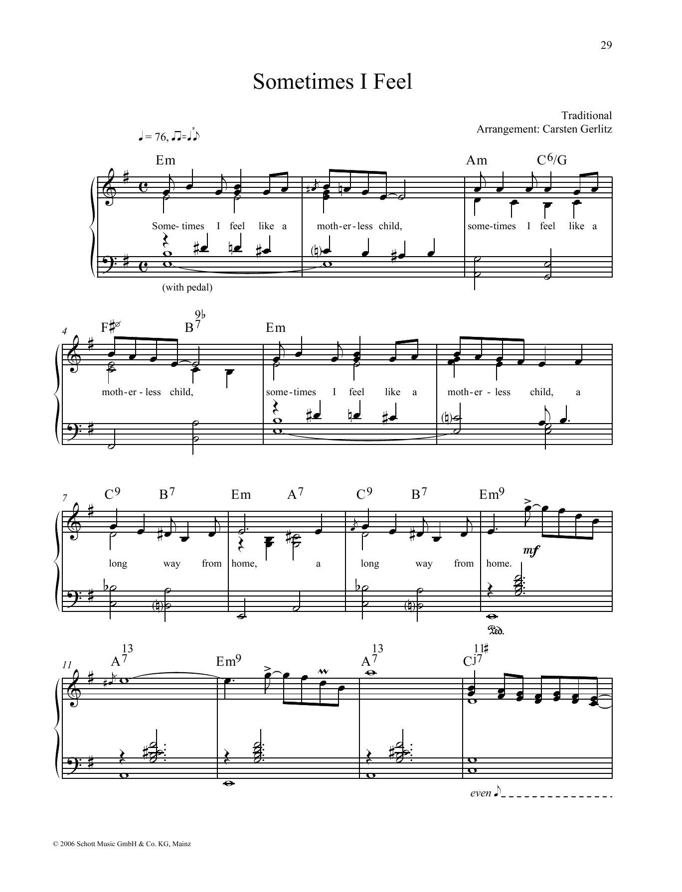 Carsten Gerlitz Sometimes I Feel Sheet Music Notes & Chords for Piano Solo - Download or Print PDF