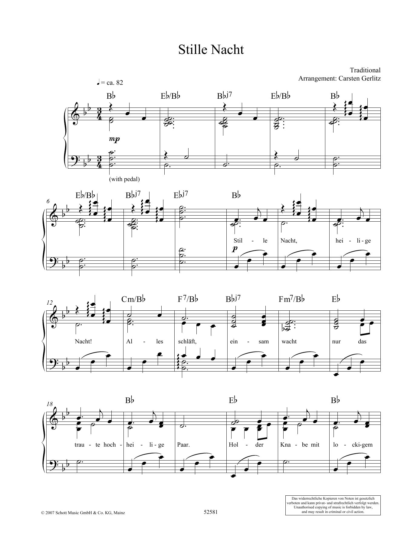 Carsten Gerlitz Stille Nacht Sheet Music Notes & Chords for Piano Solo - Download or Print PDF