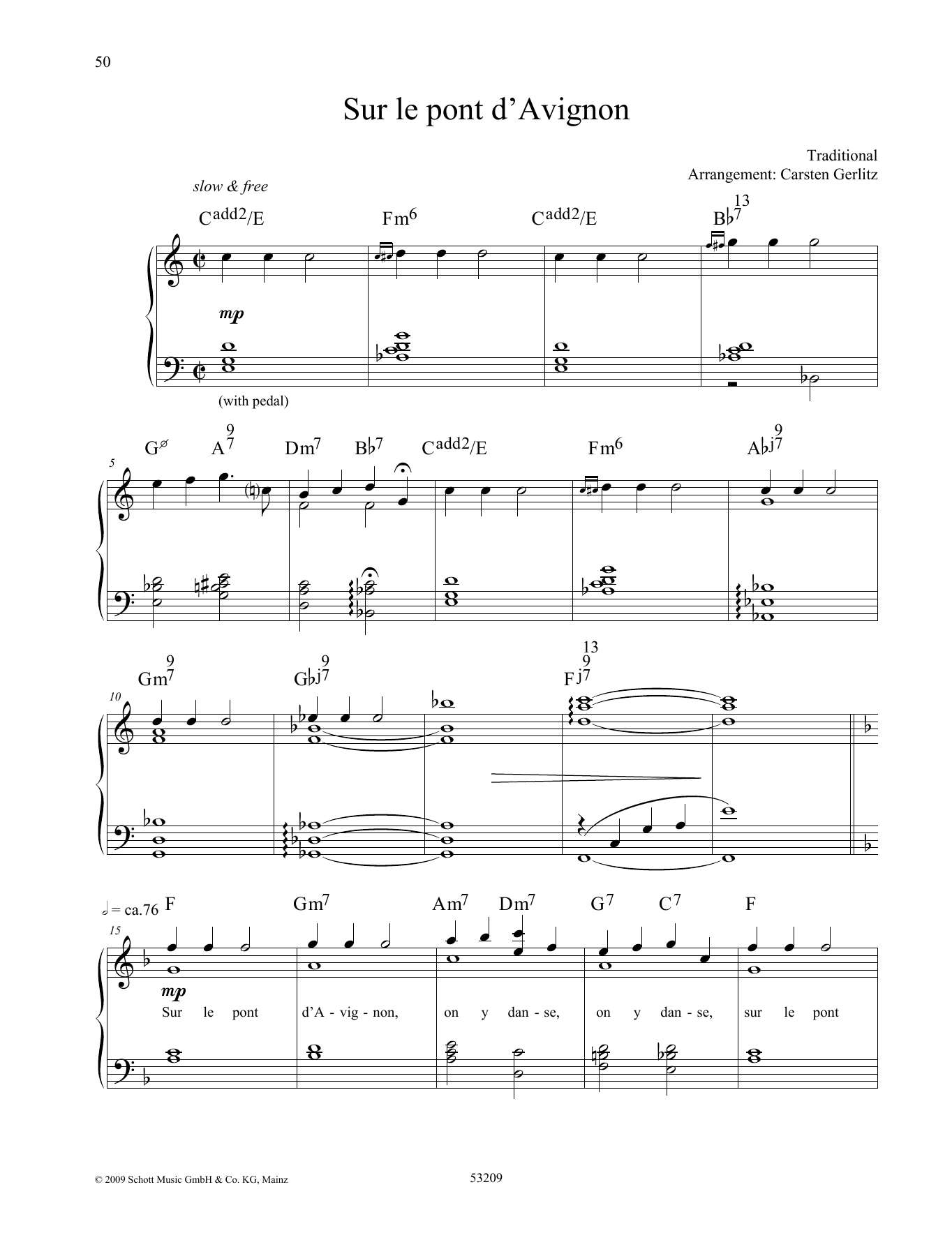 Carsten Gerlitz Sur Le Pont D'avignon Sheet Music Notes & Chords for Piano Solo - Download or Print PDF