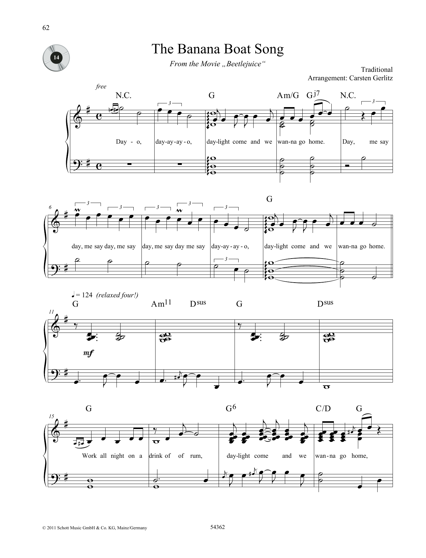 Carsten Gerlitz The Banana Boat Song Sheet Music Notes & Chords for Piano Solo - Download or Print PDF
