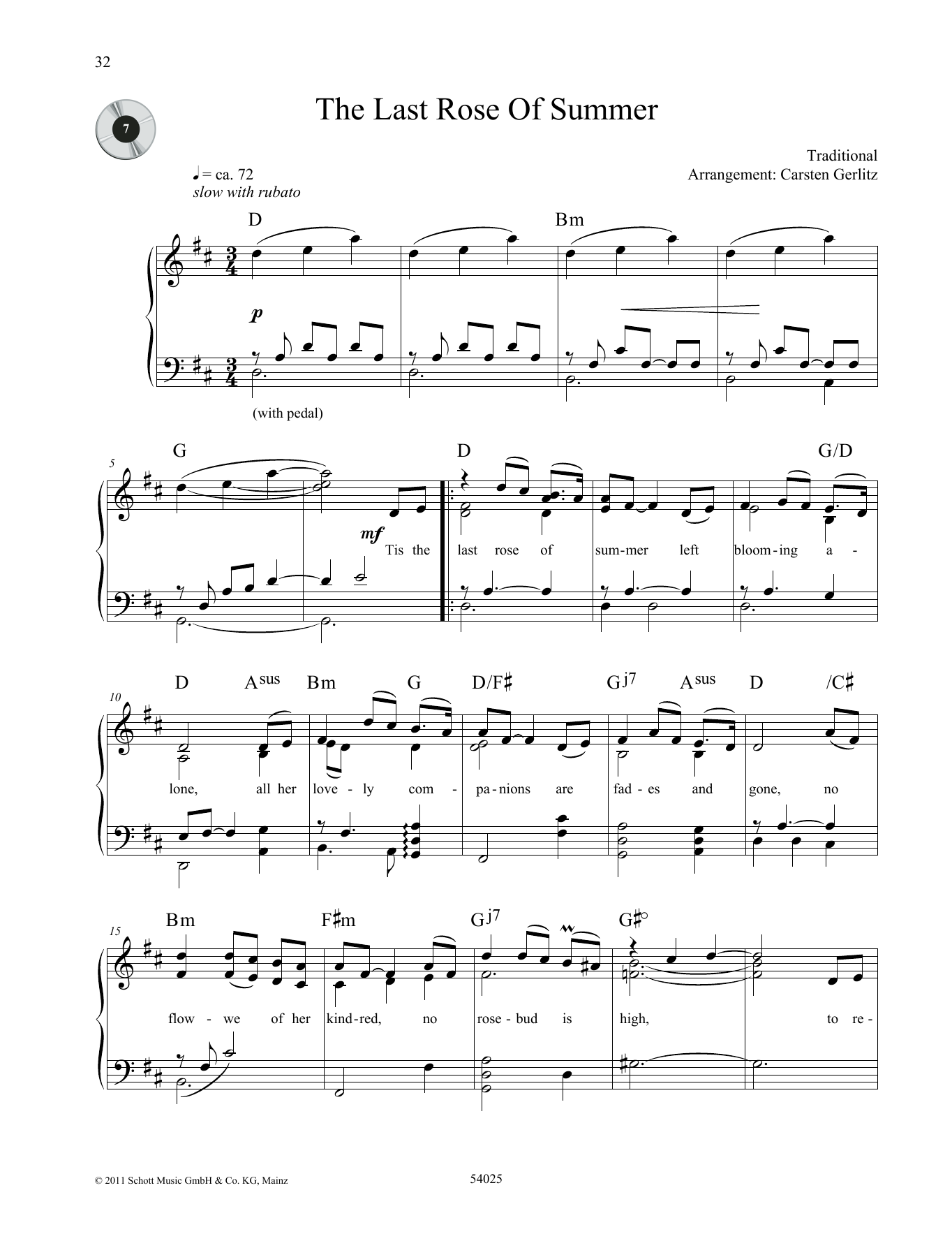 Carsten Gerlitz The Last Rose of Summer Sheet Music Notes & Chords for Piano Solo - Download or Print PDF