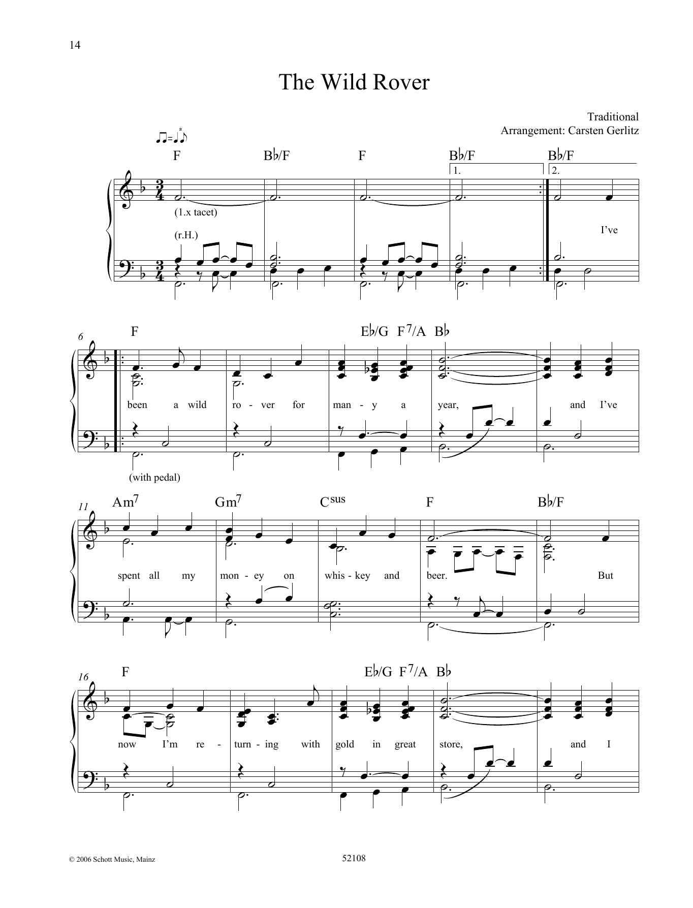 Carsten Gerlitz The Wild Rover Sheet Music Notes & Chords for Piano Solo - Download or Print PDF