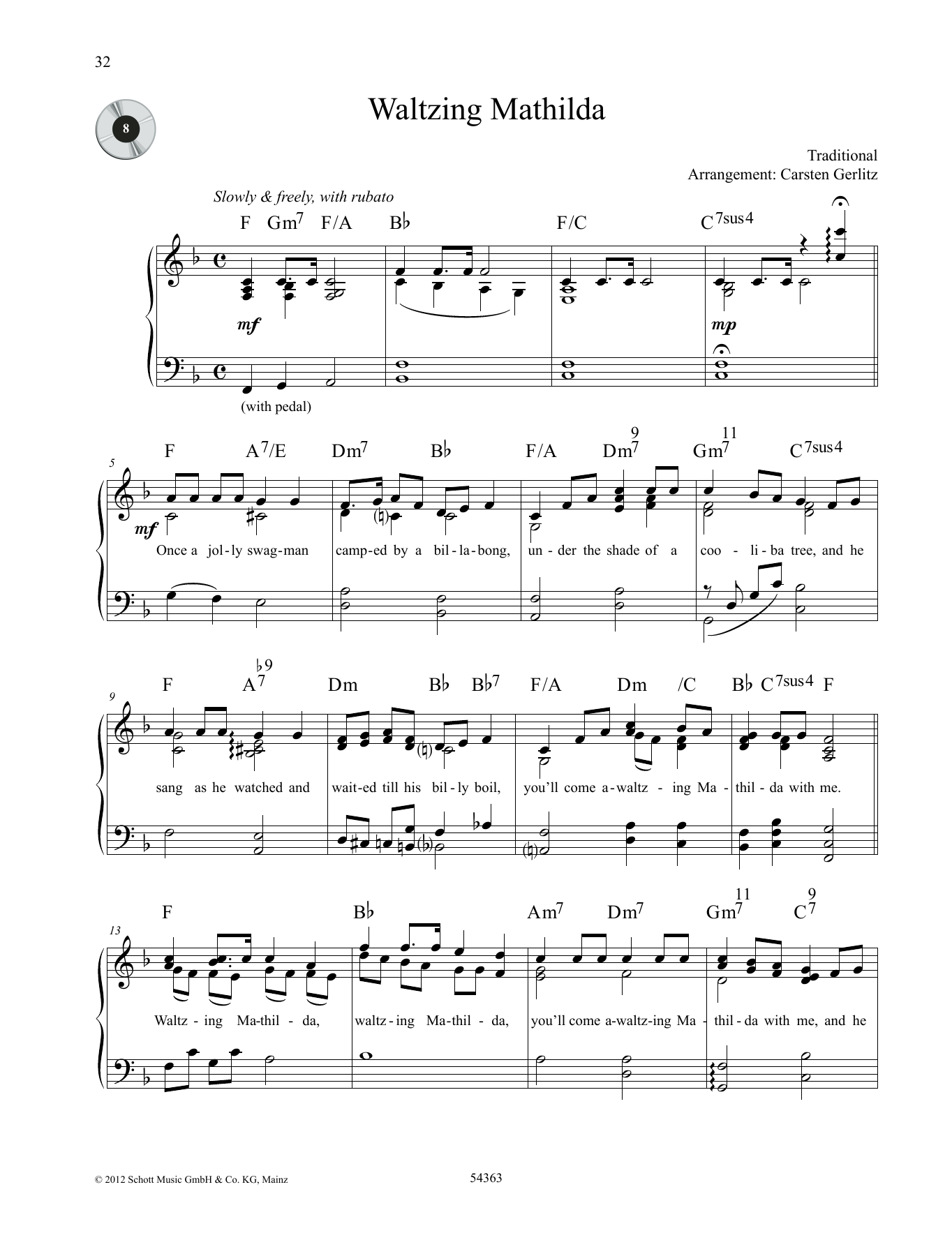 Carsten Gerlitz Waltzing Mathilda Sheet Music Notes & Chords for Piano Solo - Download or Print PDF
