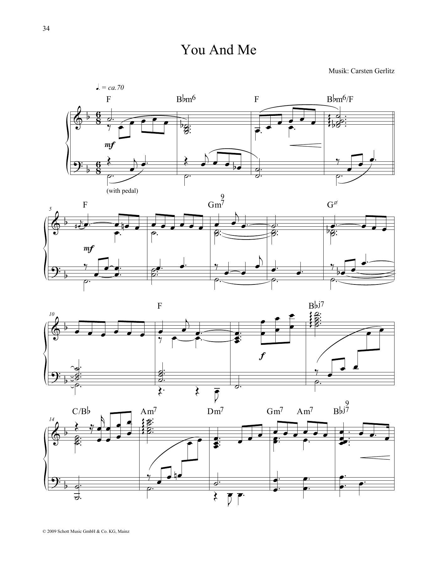 Carsten Gerlitz You and Me Sheet Music Notes & Chords for Piano Solo - Download or Print PDF