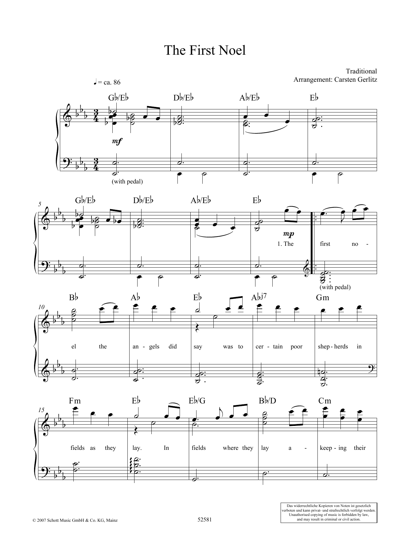 Preview Carsten Gerlitz The First Noel Christmas sheet music, notes and chords for Piano & Vocal, SKU: 363514 The First Noel sheet music