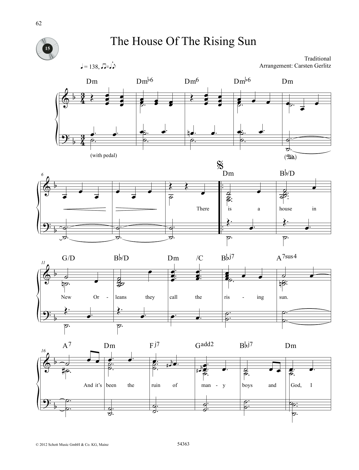 Preview Carsten Gerlitz The House Of The Rising Sun Traditional sheet music, notes and chords for Piano Solo, SKU: 363489 The House Of The Rising Sun sheet music