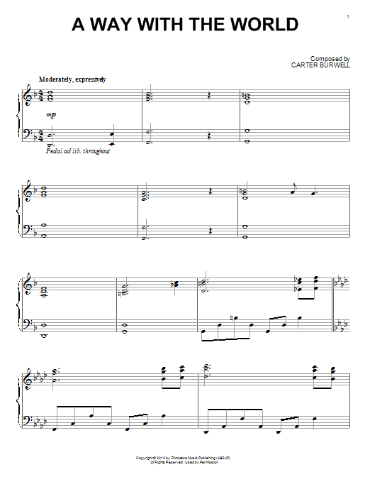 Carter Burwell A Way With The World Sheet Music Notes & Chords for Piano - Download or Print PDF