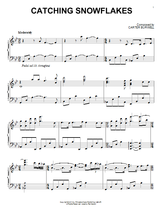 Carter Burwell Catching Snowflakes Sheet Music Notes & Chords for Piano - Download or Print PDF