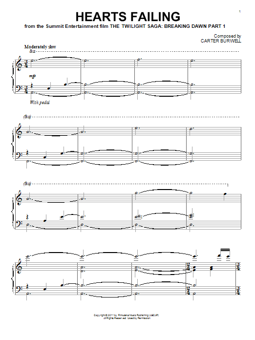 Carter Burwell Hearts Failing Sheet Music Notes & Chords for Piano - Download or Print PDF