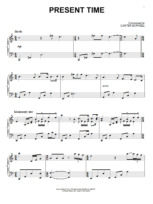 Carter Burwell Present Time Sheet Music Notes & Chords for Piano - Download or Print PDF