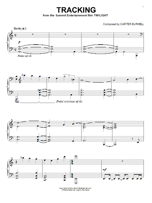 Carter Burwell Tracking Sheet Music Notes & Chords for Easy Piano - Download or Print PDF