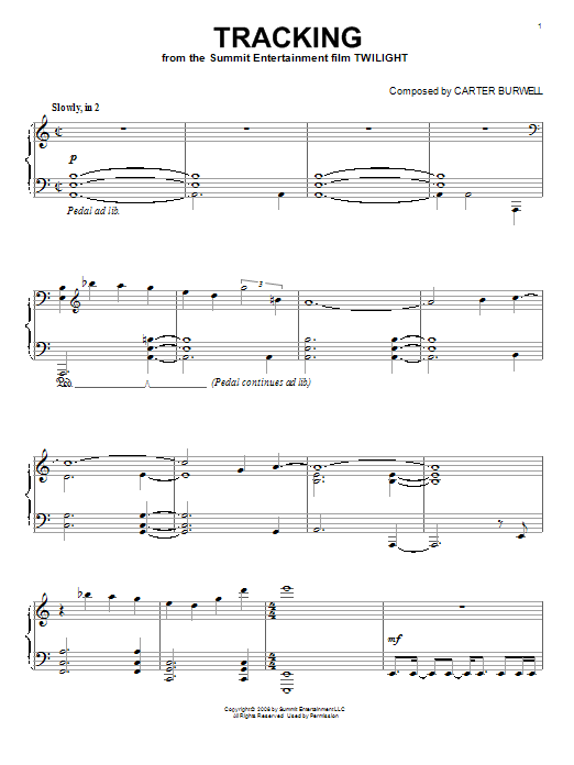 Carter Burwell Tracking Sheet Music Notes & Chords for Piano (Big Notes) - Download or Print PDF