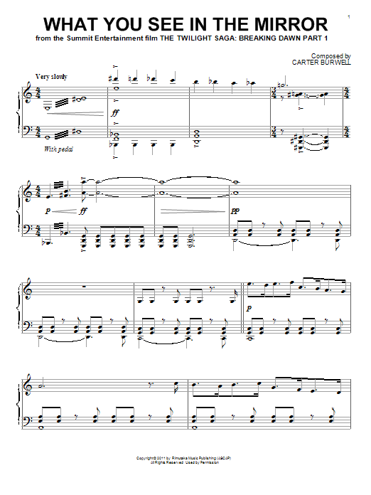Carter Burwell What You See In The Mirror Sheet Music Notes & Chords for Piano - Download or Print PDF