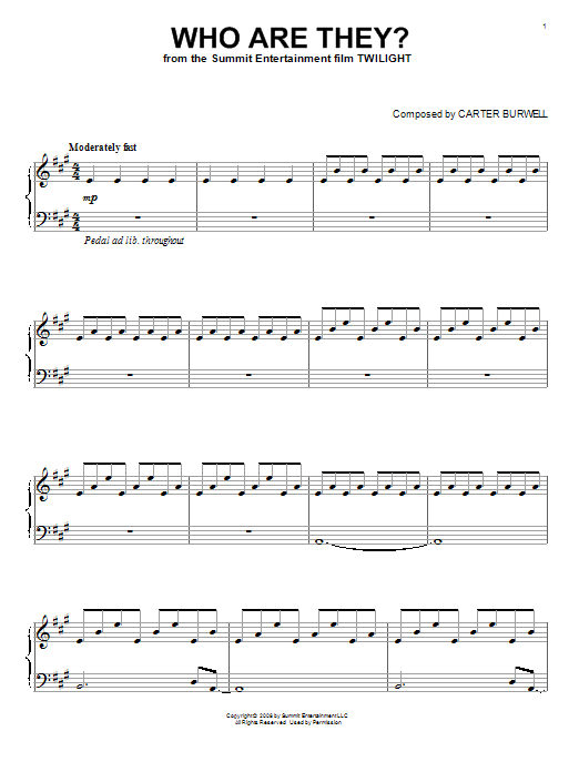 Carter Burwell Who Are They? Sheet Music Notes & Chords for Easy Piano - Download or Print PDF