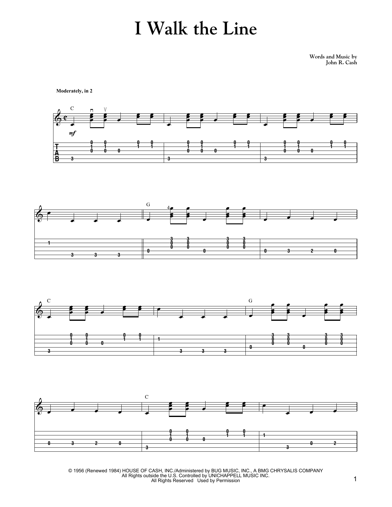 Carter Style Guitar I Walk The Line Sheet Music Notes & Chords for Guitar Tab - Download or Print PDF