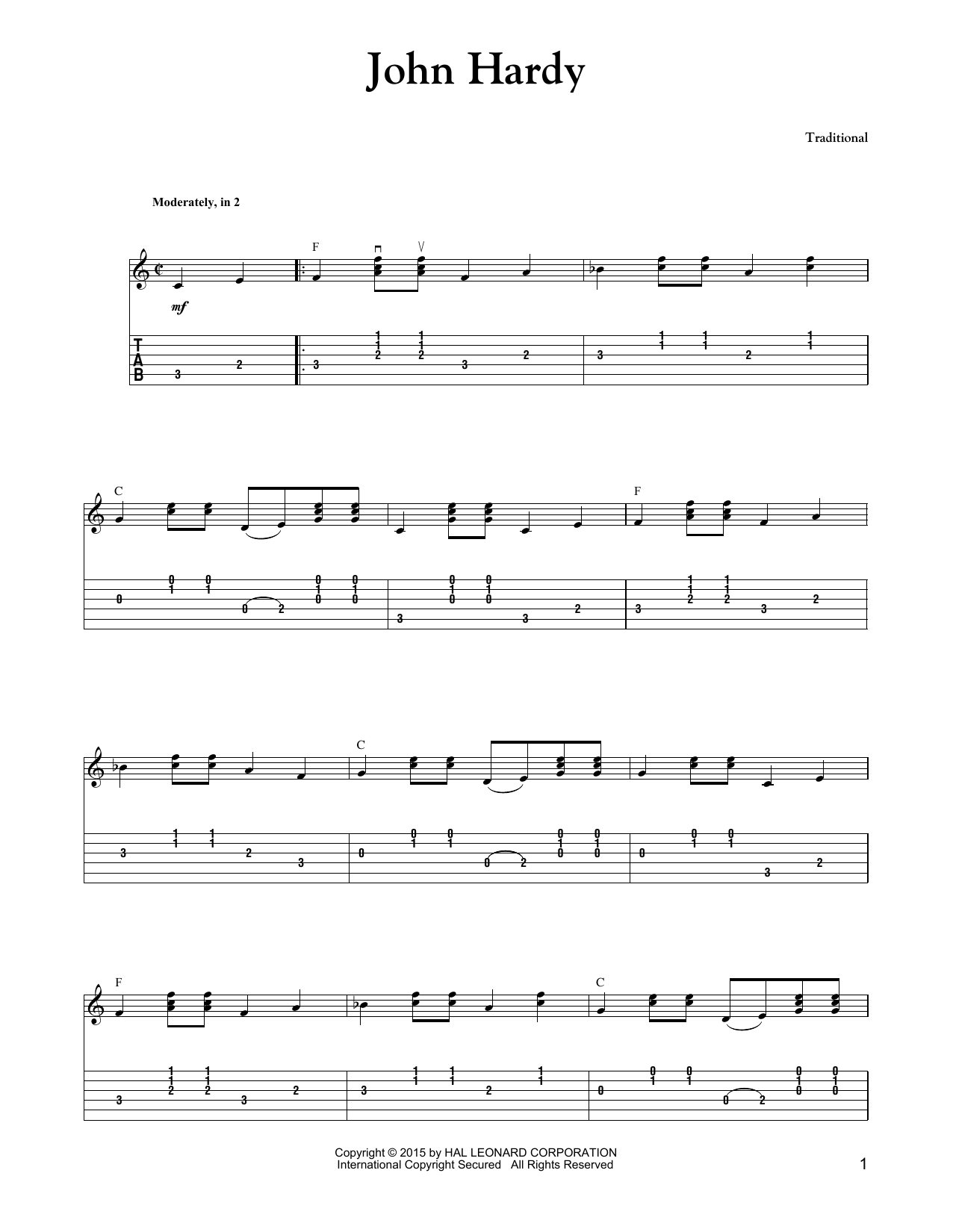 Carter Style Guitar John Hardy Sheet Music Notes & Chords for Guitar Tab - Download or Print PDF
