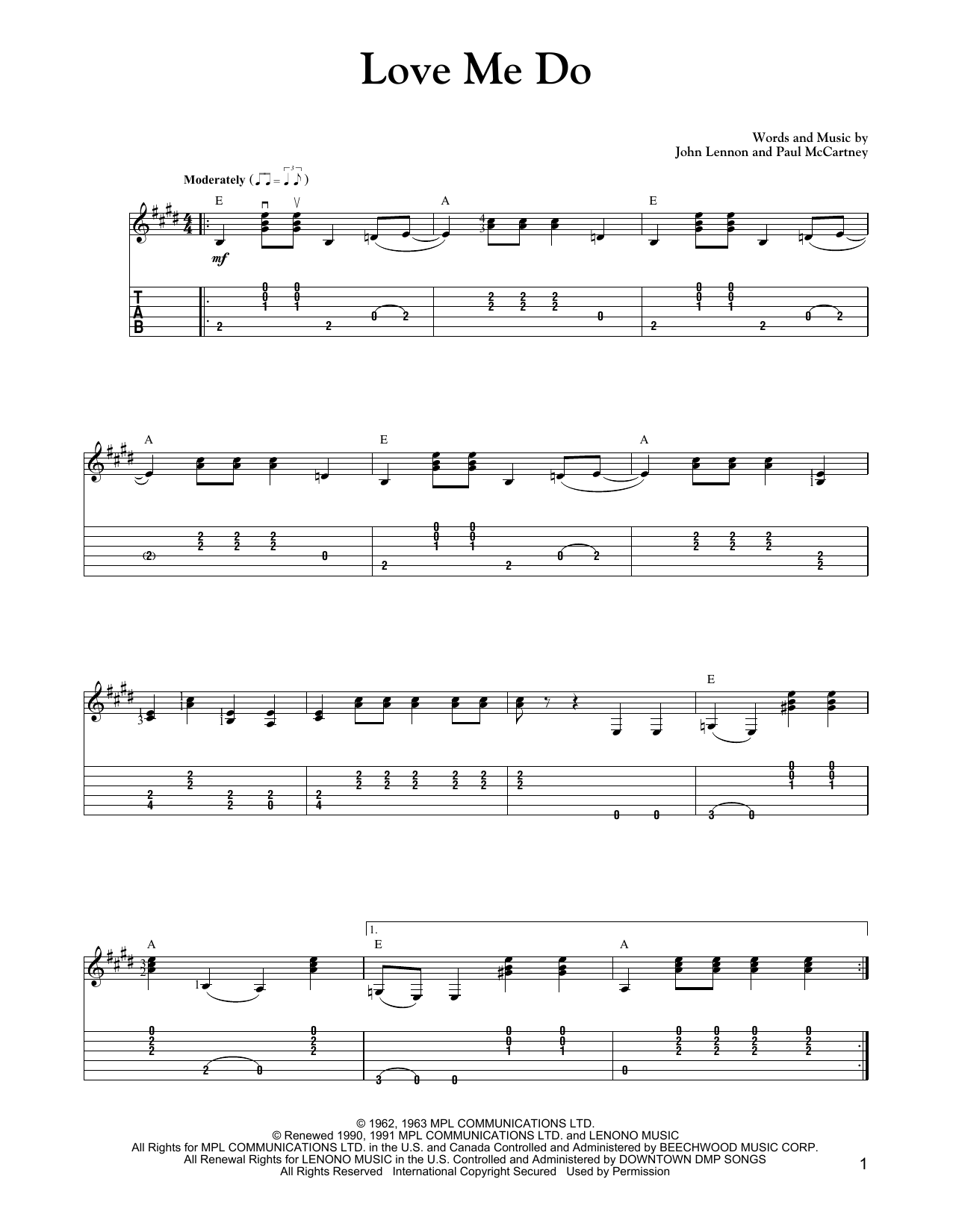 Carter Style Guitar Love Me Do Sheet Music Notes & Chords for Guitar Tab - Download or Print PDF