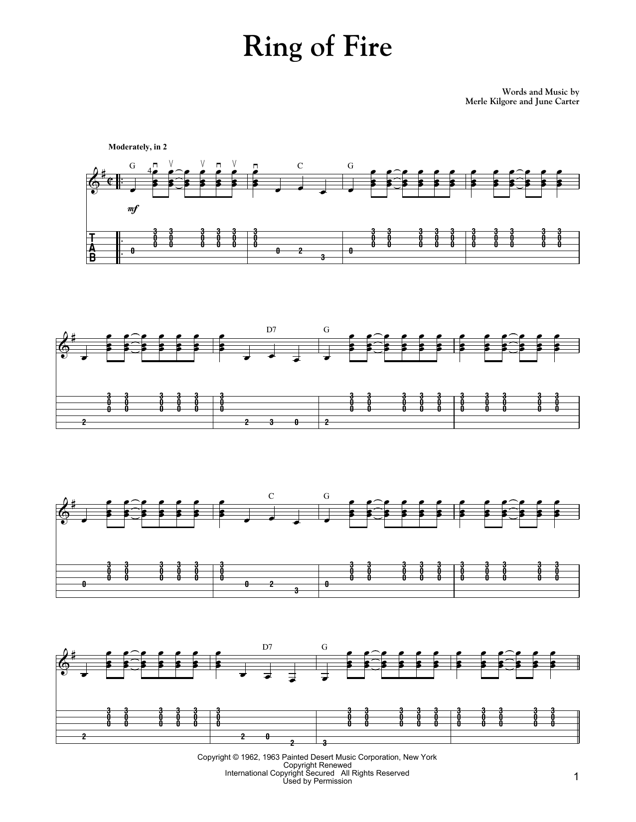 Carter Style Guitar Ring Of Fire Sheet Music Notes & Chords for Guitar Tab - Download or Print PDF