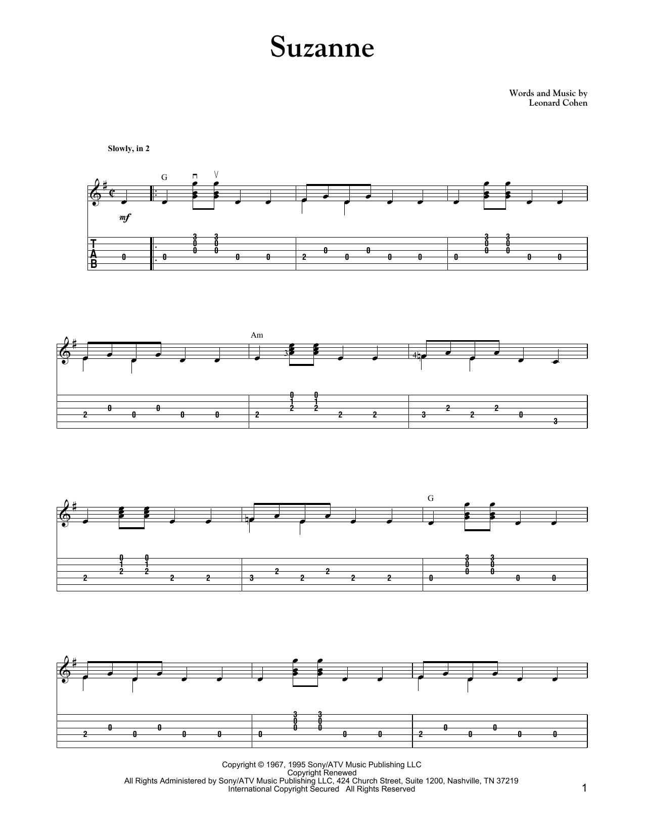 Carter Style Guitar Suzanne Sheet Music Notes & Chords for Guitar Tab - Download or Print PDF