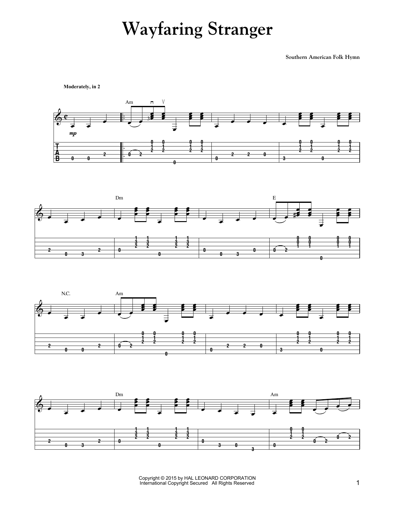 Carter Style Guitar Wayfaring Stranger Sheet Music Notes & Chords for Guitar Tab - Download or Print PDF