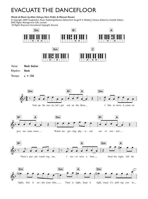 Preview Cascada Evacuate The Dancefloor Pop sheet music, notes and chords for Keyboard, SKU: 49688 Evacuate The Dancefloor sheet music